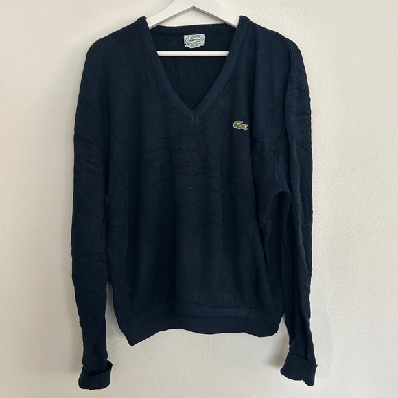 Izod Lacoste Other - IZOD Lacoste V Neck Sweater Navy Blue Acrylic XL Long Sleeve Embroidered Croc